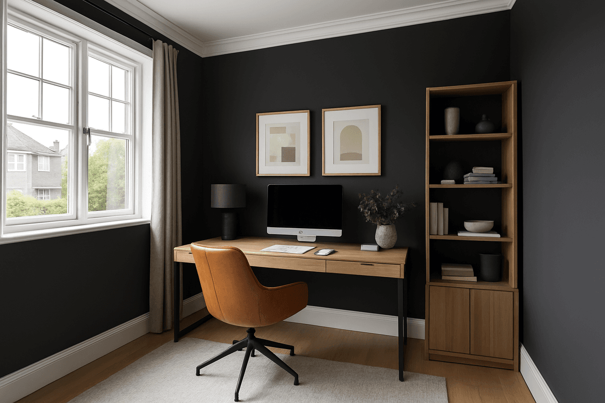 AI-generated living room visualization showing paint colors and design styles